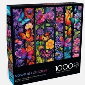 Jigsaw Puzzle NIB Buffalo Games Signature Collection "Flowers & Flyers" 1000 Pc